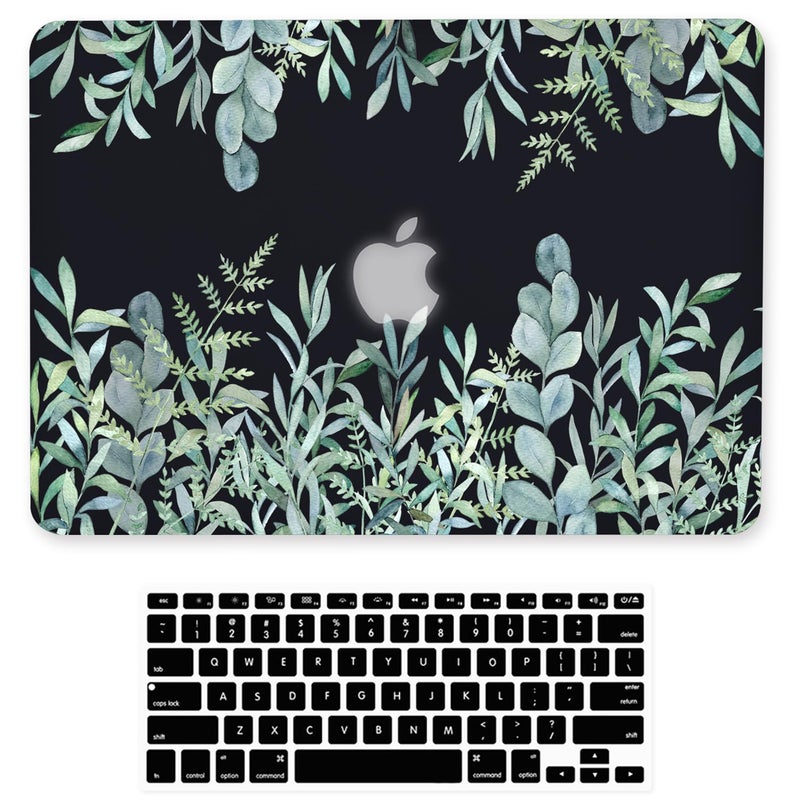 iDonzon Case for MacBook Air 13 inch (Model: A1466 & A1369, 2010-2017 Release), 3D Effect Matte Black See Through Hard Cover & Keyboard Cover Compatible Older Version Mac Air 13.3 inch, Floral Pattern - Image 1